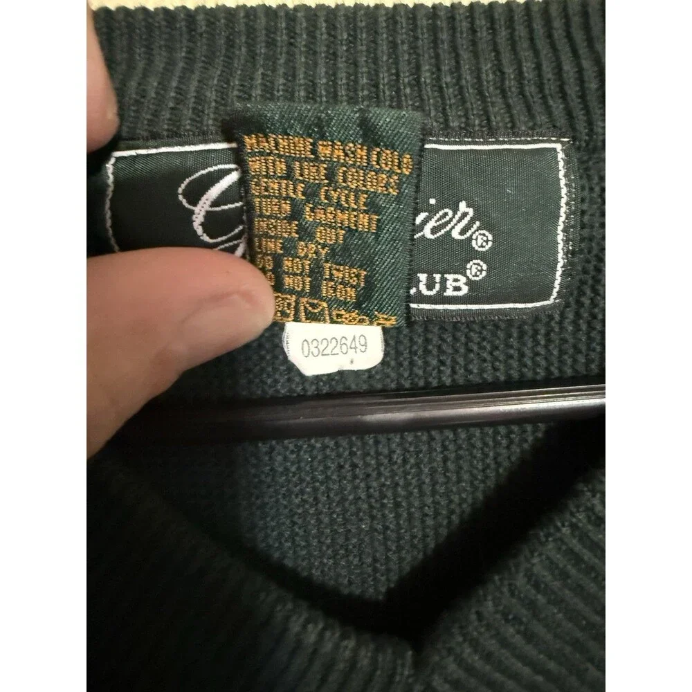 Vintage The Greenbrier by Izod Club V-Neck Sweater XL Forest Green Cotton 90s